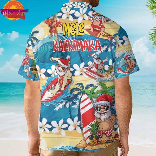 Funny Santa Mele Kalikimaka Christmas In July Surfing Lover Hawaiian Shirt Style