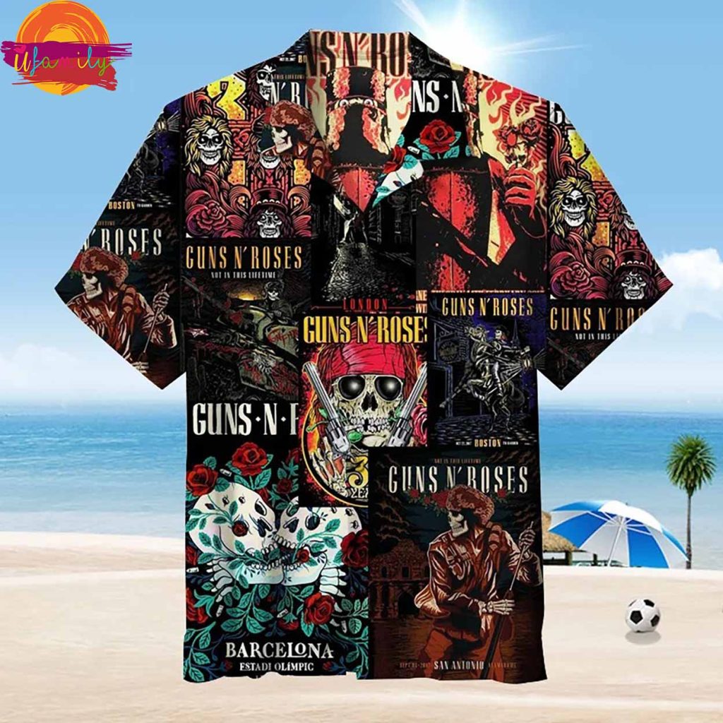 Guns N Roses Dark Tour Collage Hawaiian Shirt Style