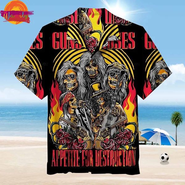 Guns N Roses Flaming Skull Band Hawaiian Shirt Style