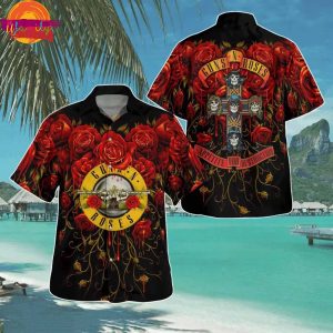 Guns N Roses Floral Skull Hawaiian Shirt Style