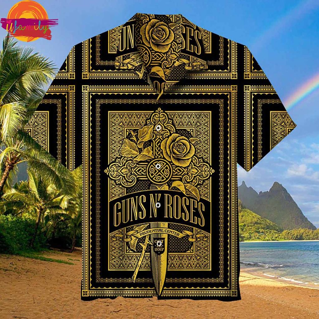 Guns N Roses Gold Elegance Hawaiian Shirt Style