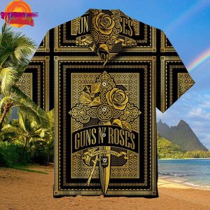 Guns N Roses Gold Elegance Hawaiian Shirt Style