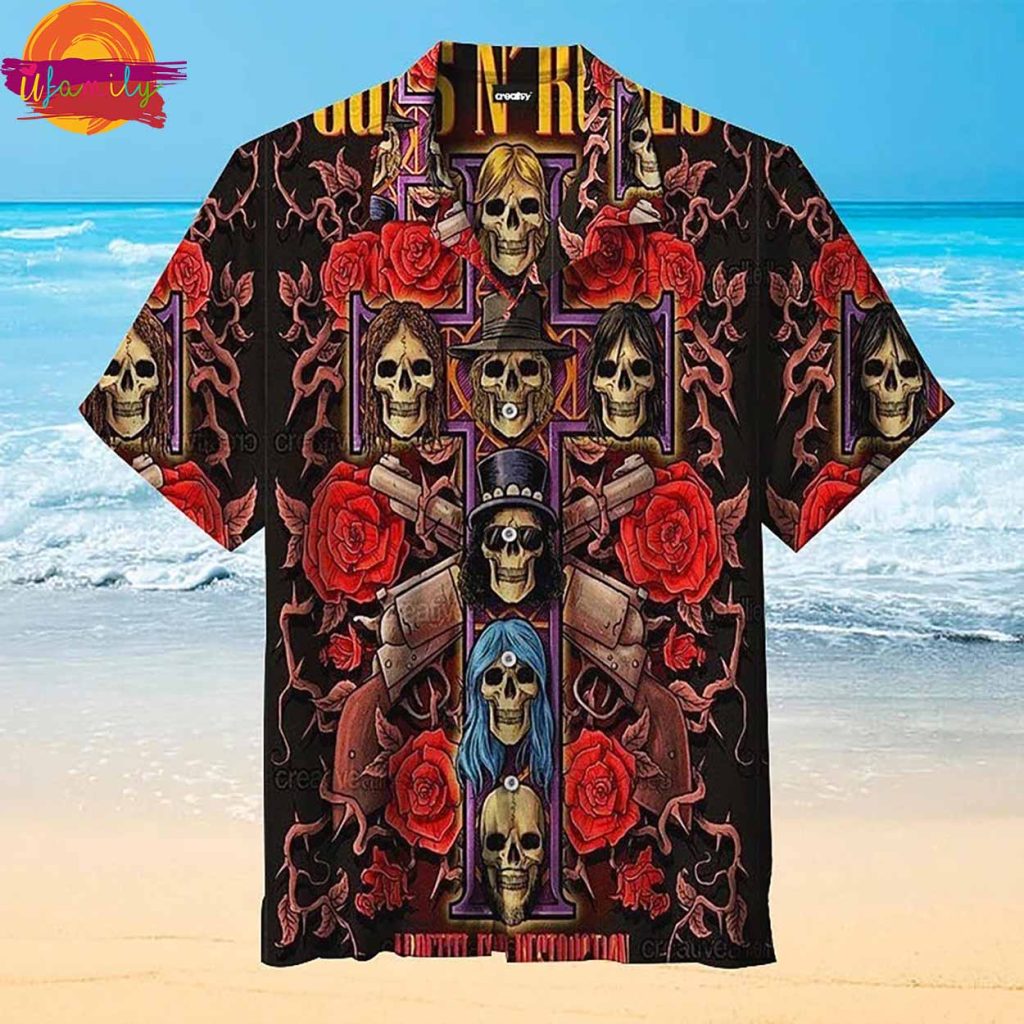 Guns N Roses Skull Roses Hawaiian Shirt Style