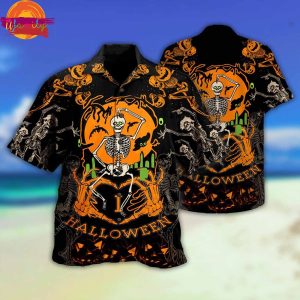 Halloween Dancing Skeleton So Scared Hawaiian Shirt Style