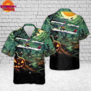 Halloween Delta Airline Airbus A220-300 Hawaiian Shirt Style