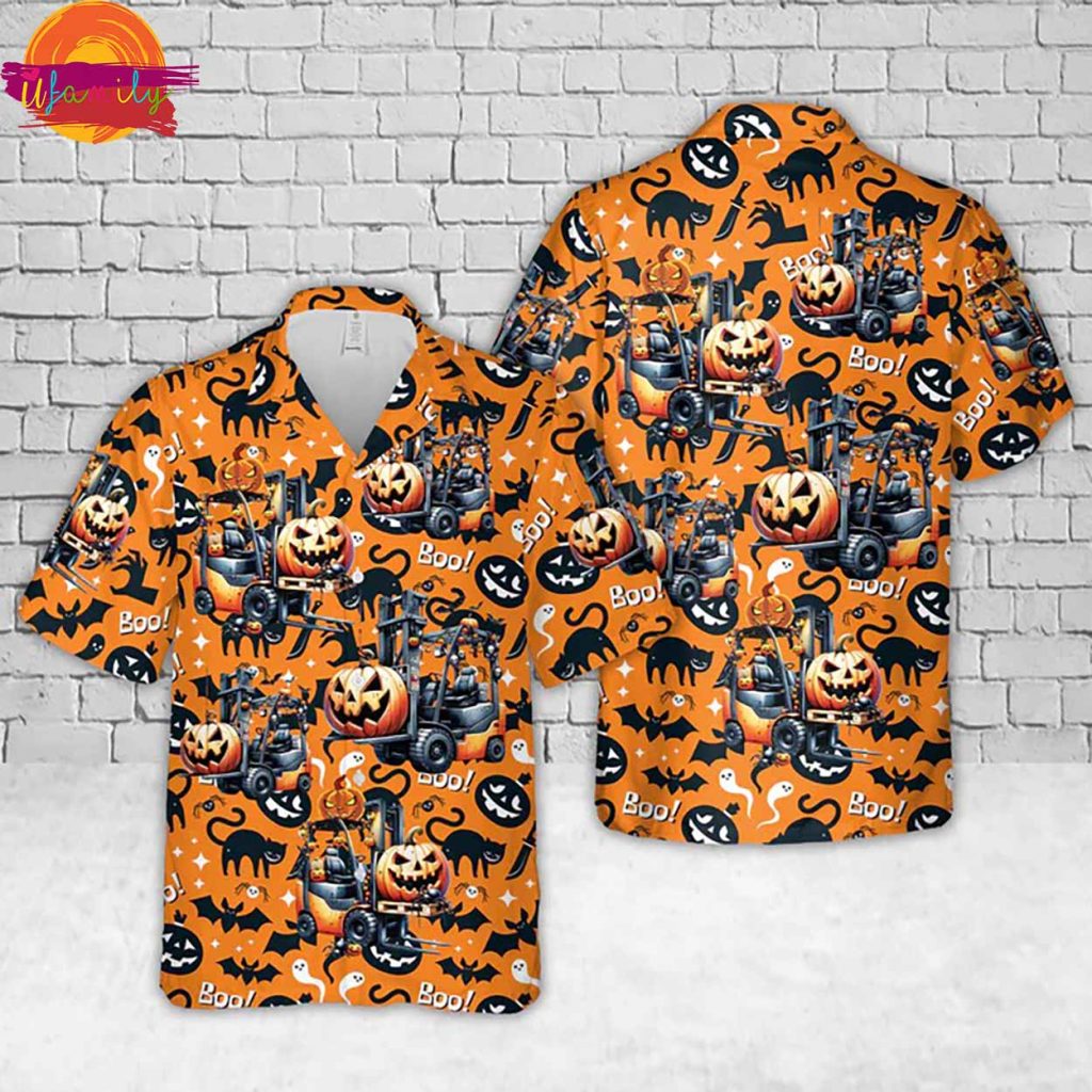 Halloween Forklift Hawaiian Shirt Style