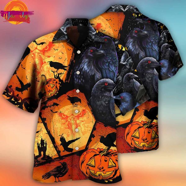 Halloween Raven Pumpkin Scary Hawaiian Shirt Style