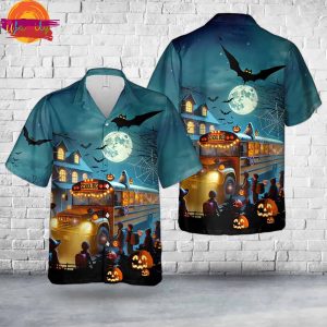 Halloween School Bus Hawaiian Shirt Men