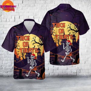 Halloween Skeleton Player Baseball Hawaiian Shirt Style