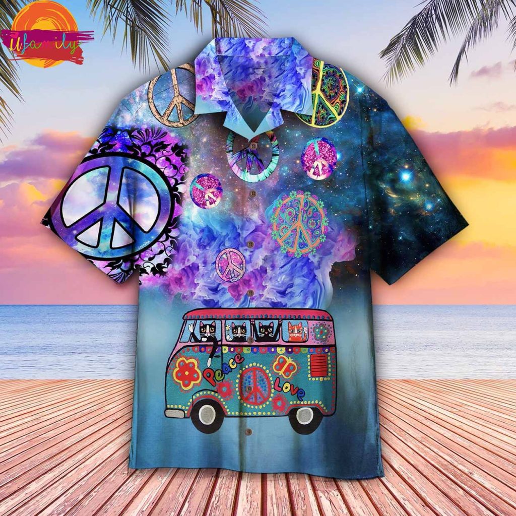 Hippie Peace Sign Hawaiian Shirt Style