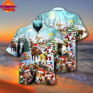 Horse Loves Christmas Very Happy Hawaiian Shirt Style