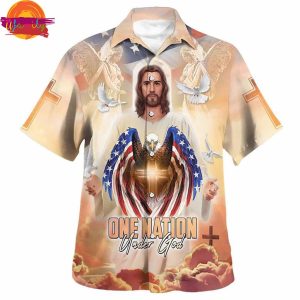 Jesus Eagle One Nation Under God Boutique Hawaiian Shirt 1