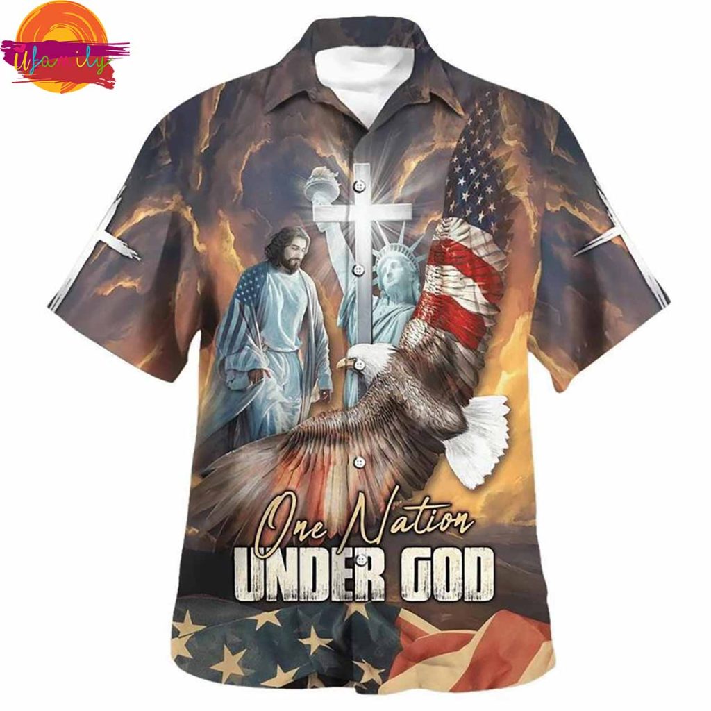 Jesus Eagle One Nation Under God Hawaiian Shirt For Gifts