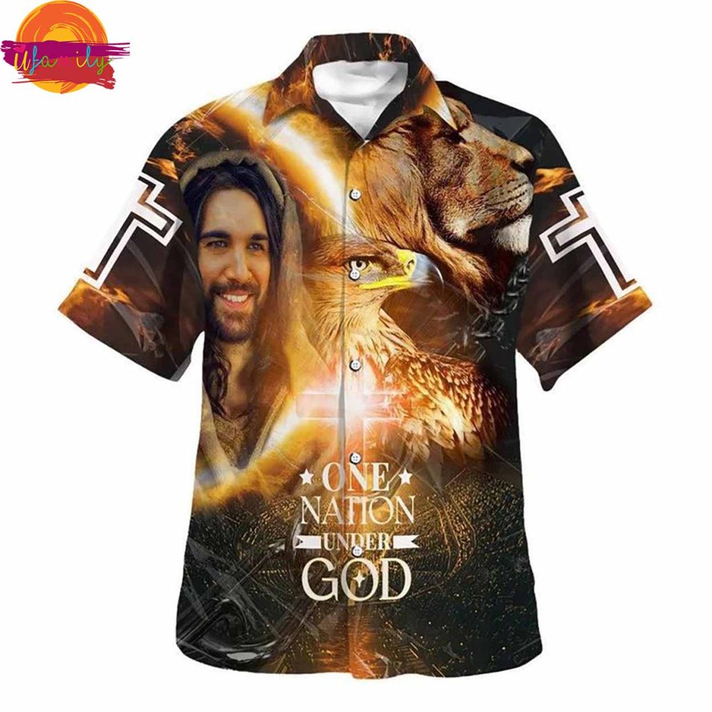 Jesus Smile Eagle One Nation Under God Hawaiian Shirts For Men