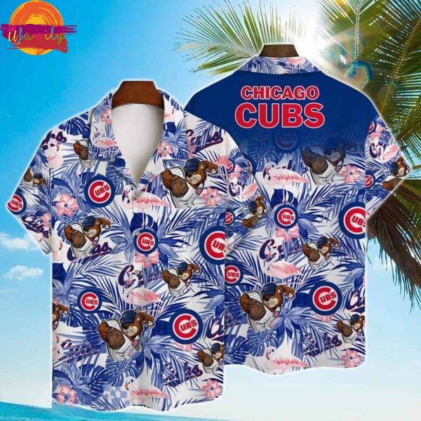 MLB Chicago Cubs Mascot And Hibiscus Pattern Hawaiian Shirt