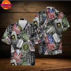 Military US Army Name Tag Hawaiian Shirt