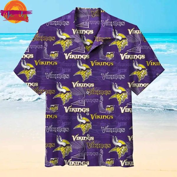 Minnesota Vikings Logo Pattern Hawaiian Shirt Style