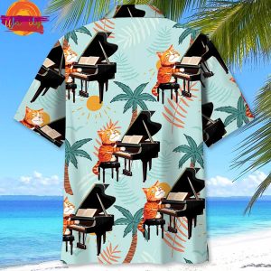 Music Cat Playing Piano Hawaiian Shirt 2