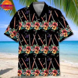 Music Flute Hibiscus Hawaiian Shirt 1