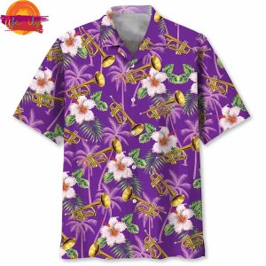 Music Purple Palm Tree Trumpet Hawaiian Shirt Style