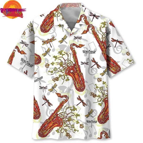 Music Saxophone Fly Hawaiian Shirt Style