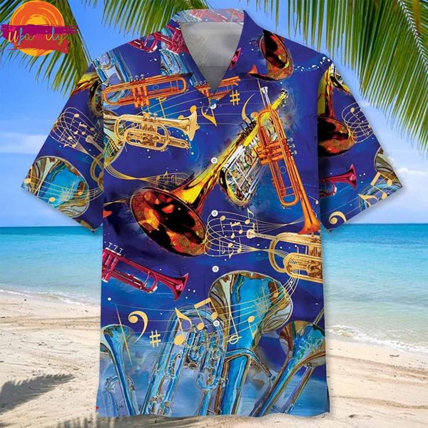 Music Tropical Blue Trumpet Hawaiian Shirt Style