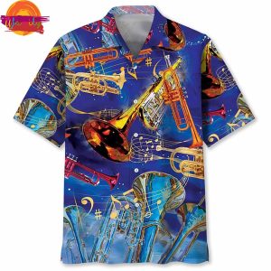 Music Tropical Blue Trumpet Hawaiian Shirt Style