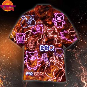 Neon Pig BBQ Hawaiian Shirt Style