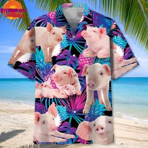 Neon Tropical Pig Hawaiian Shirt Style