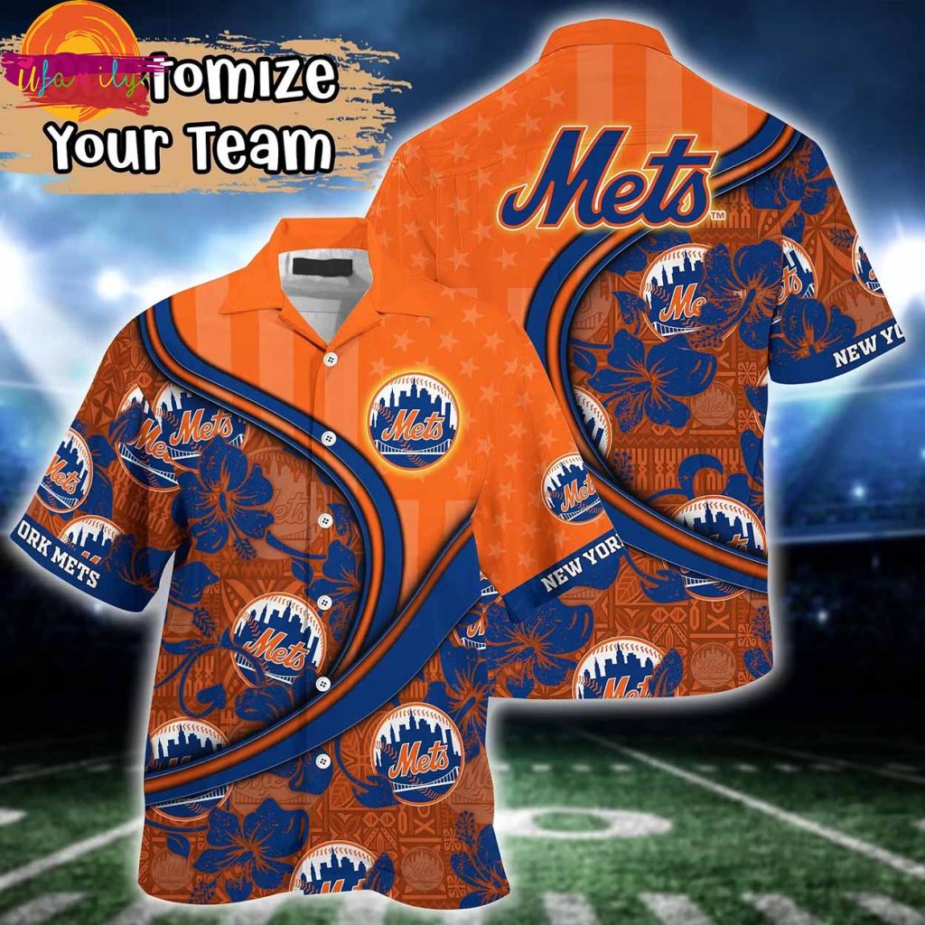 New York Mets MLB Us Flag Custom Hawaiian Shirt Style