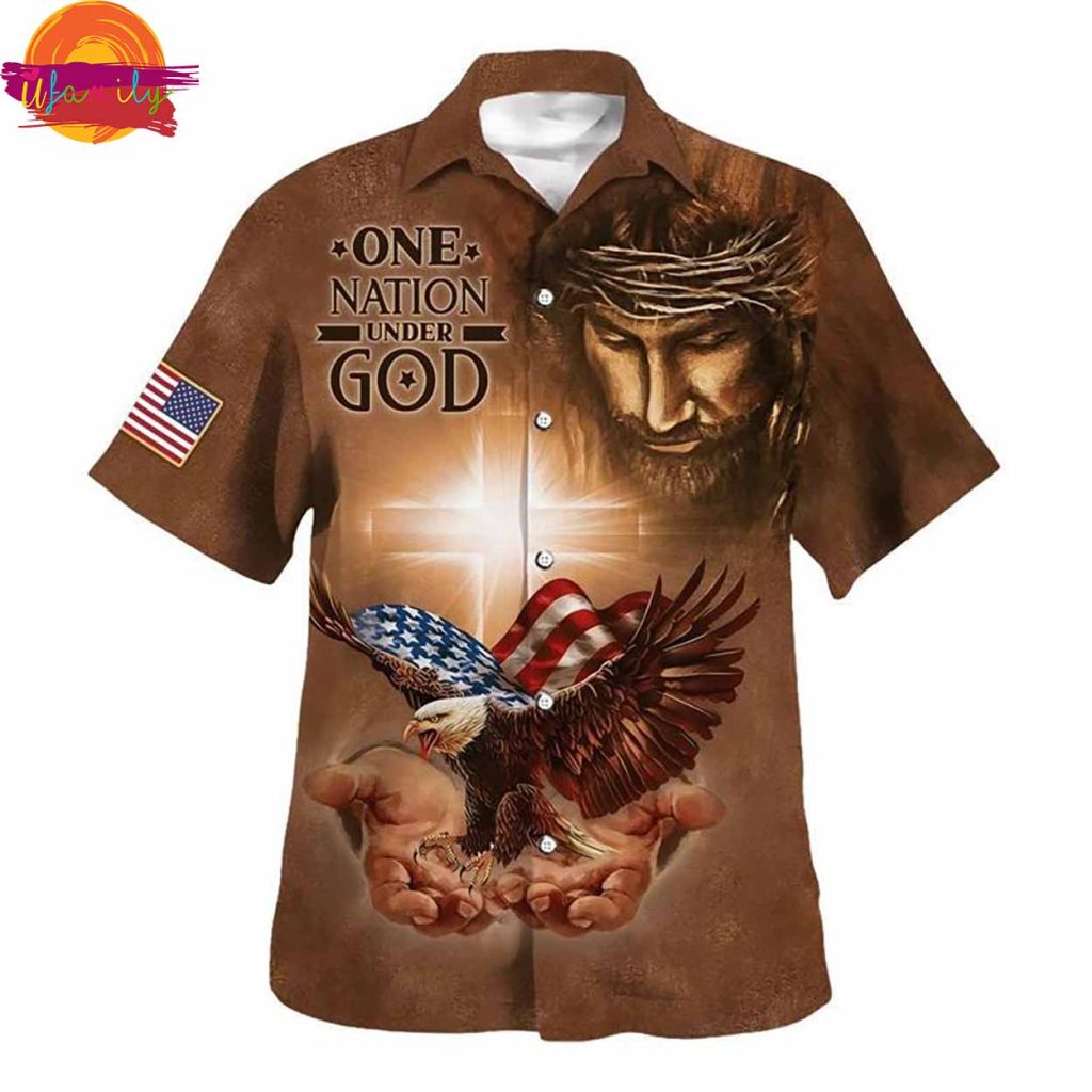 One Nation Under God Jesus Holy In Hand Eagle Hawaiian Shirt Style