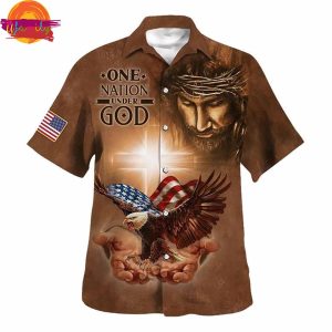 One Nation Under God Jesus Holy In Hand Eagle Hawaiian Shirt Style 1