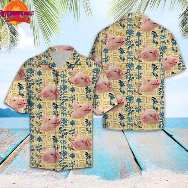 Pig Floral Hawaiian Shirt For Farmers