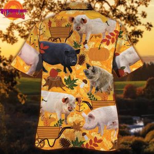 Pig Lovers Orange Nature Autumn Beach Summer 3D Hawaiian Shirt 2