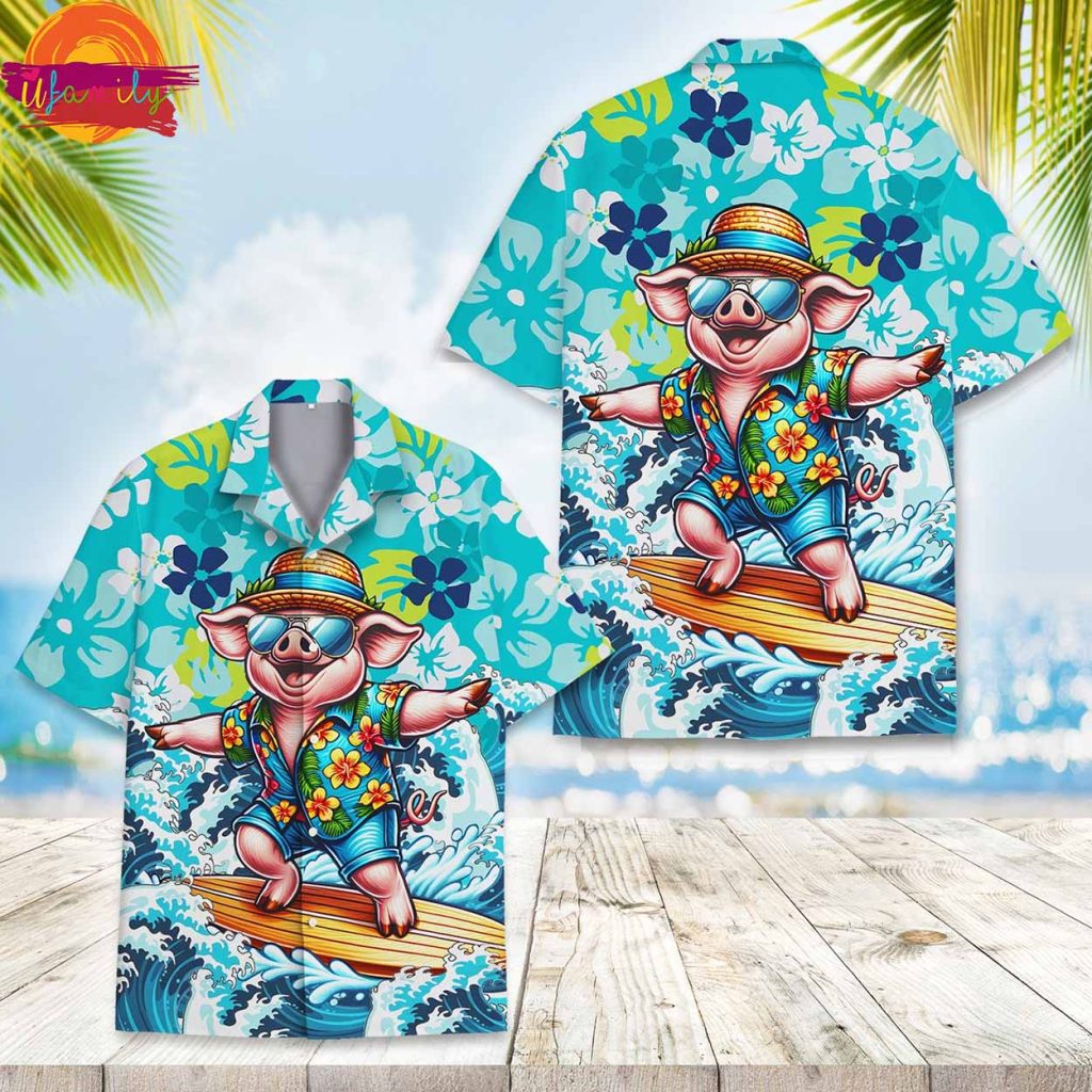 Pig Surfing Hawaiian Shirt Style