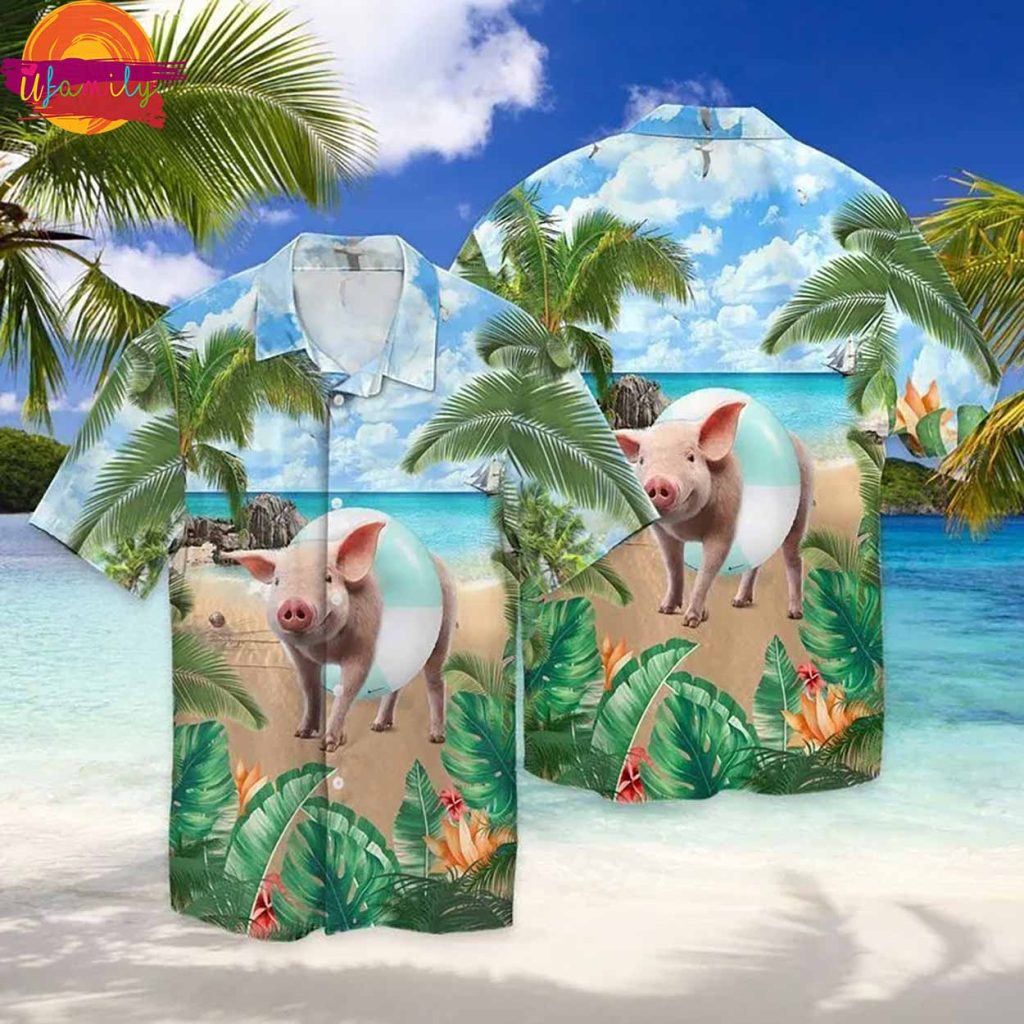 Pig To The Beach For Men Hawaiian Shirt Style