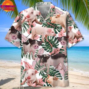 Pink Cute Tropical Pig Hawaiian Shirt Style