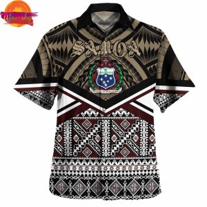 Samoa Masi Dobby Coat Of Arms Hawaiian Shirt Style 2