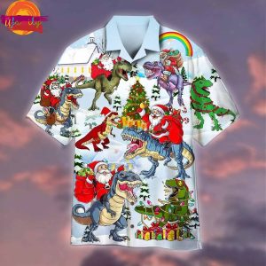 Santa Claus Ride Dinosaur Trendy Hawaiian Shirt Style