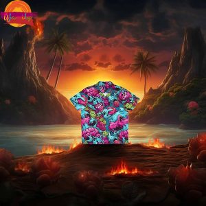 Scary Movie Zombie Brain Hawaiian Monster Horror Button Shirt Style 2