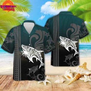 Tribal Shark Art Surfing Hawaiian Shirt Style