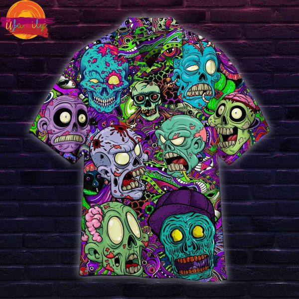 Zombie Skull Hippie Hawaiian Shirt Gifts For Halloween