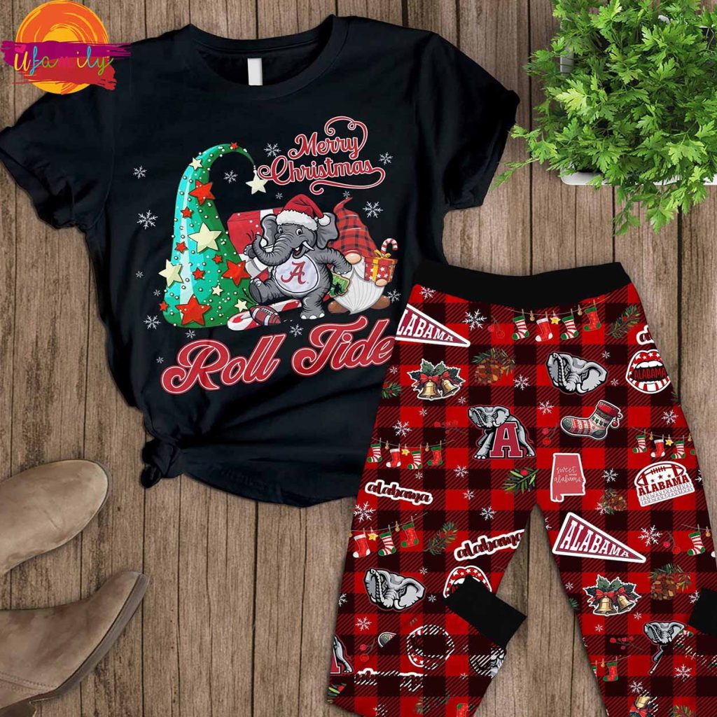 Alabama Crimson Tide Merry Christmas T Shirt Pajama Set