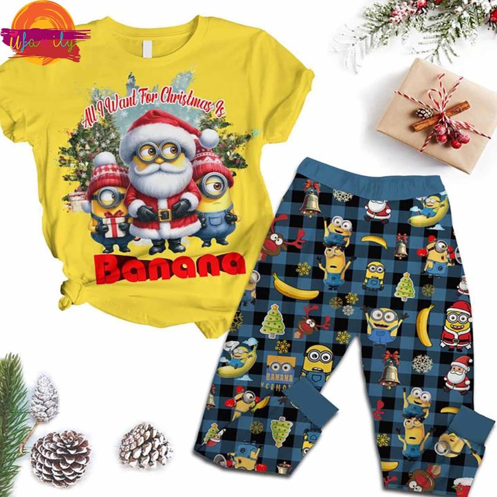 All I Want For Christmas Is Minion Banana T Shirt Pajama Set