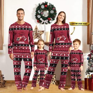 Arkansas Razorbacks NCAA Team Christmas Personalized Long Sleeve Pajamas Set 1