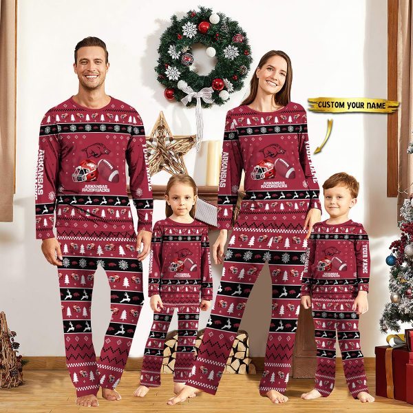 Arkansas Razorbacks NCAA Team Christmas Personalized Long Sleeve Pajamas Set