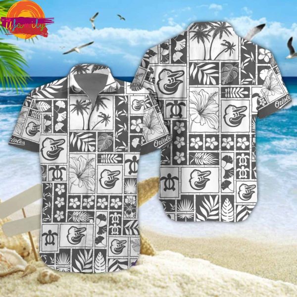 Baltimore Orioles Monochrome Island Hawaiian Shirt Style