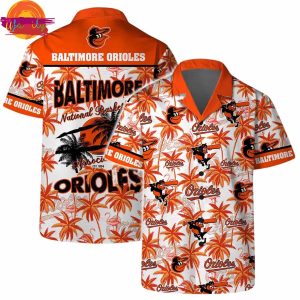 Baltimore Orioles Tropical Palms Hawaiian Shirt Style 3