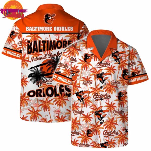 Baltimore Orioles Tropical Palms Hawaiian Shirt Style