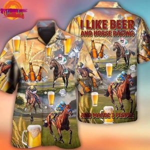 Beer And Horse Racing On The Steppe Hawaiian Shirt Men